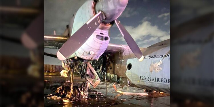 بە هێرشێکی مووشەکی فڕۆکەیەکی سەربازی لە بەغدا تێکشکێندرا